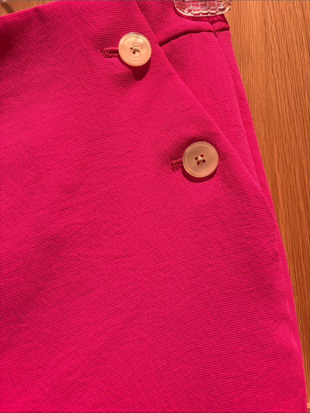 J Crew High-Waist Wide Leg Pink Pants with Button Detail - Picture 2 of 3